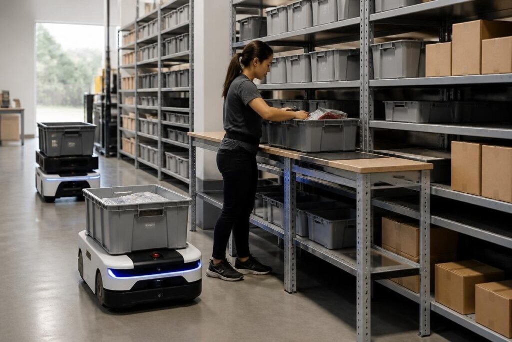 Micro-fulfillment centers use robots to make small spaces work